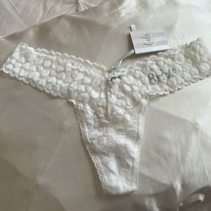 Victoria’s Secret white lace Bride rhinestone thong